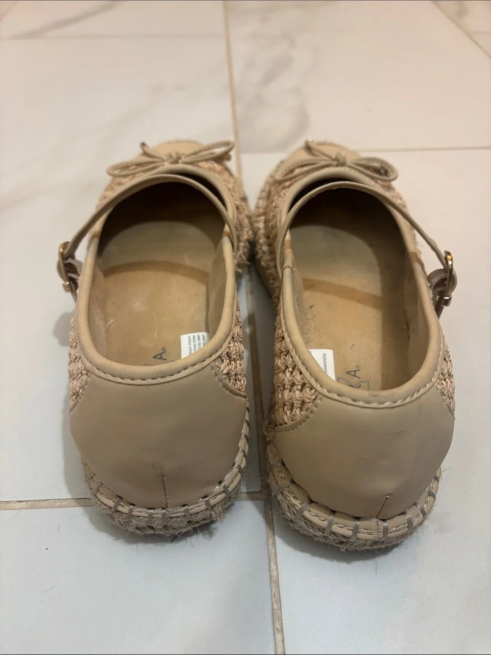Serra ladies Beige Mary Jane Espadrille Flats